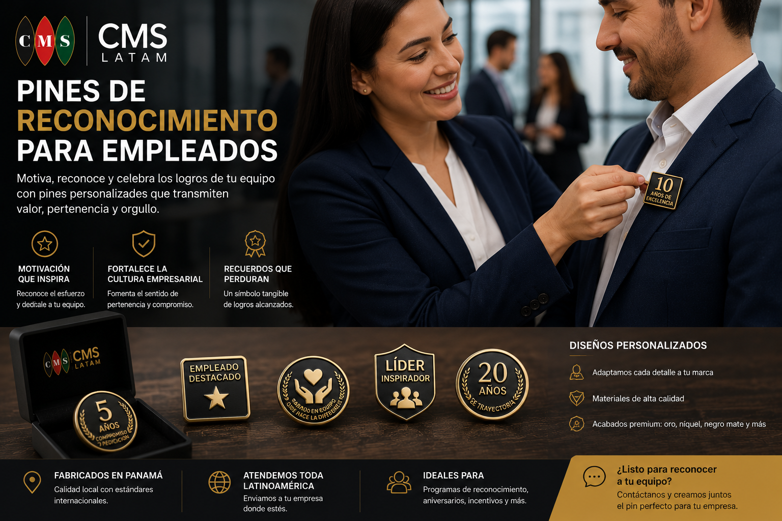 Pines de reconocimiento para empleados y empresas