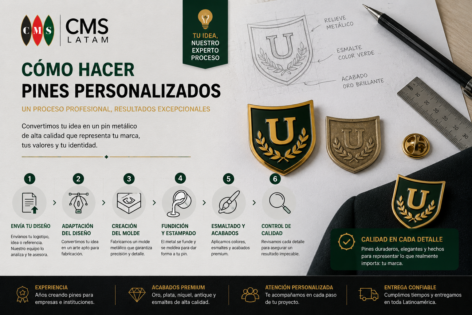 Proceso de fabricación de pines metálicos personalizados