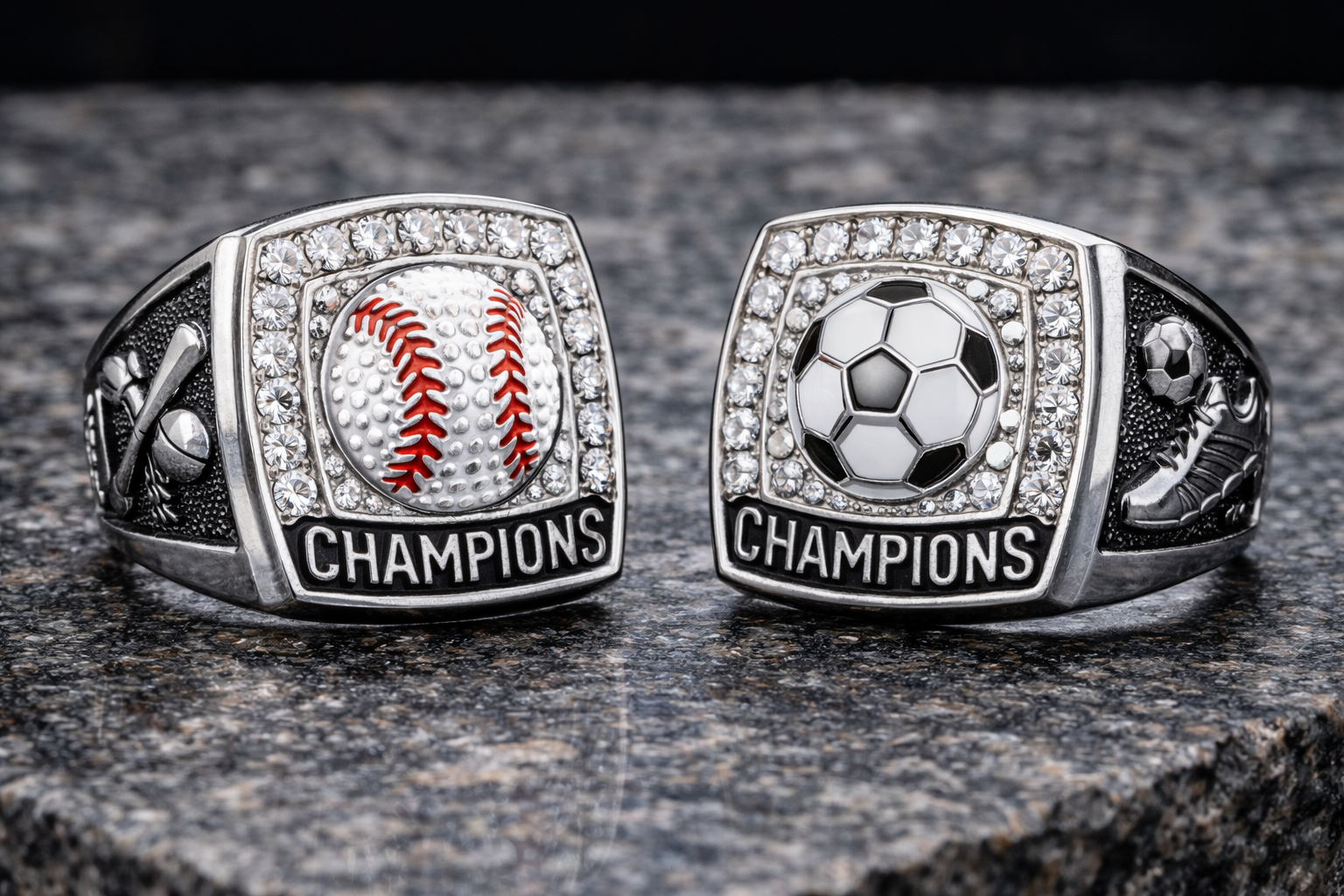 Anillos deportivos personalizados con grabado interior conmemorativo - CMS Latam