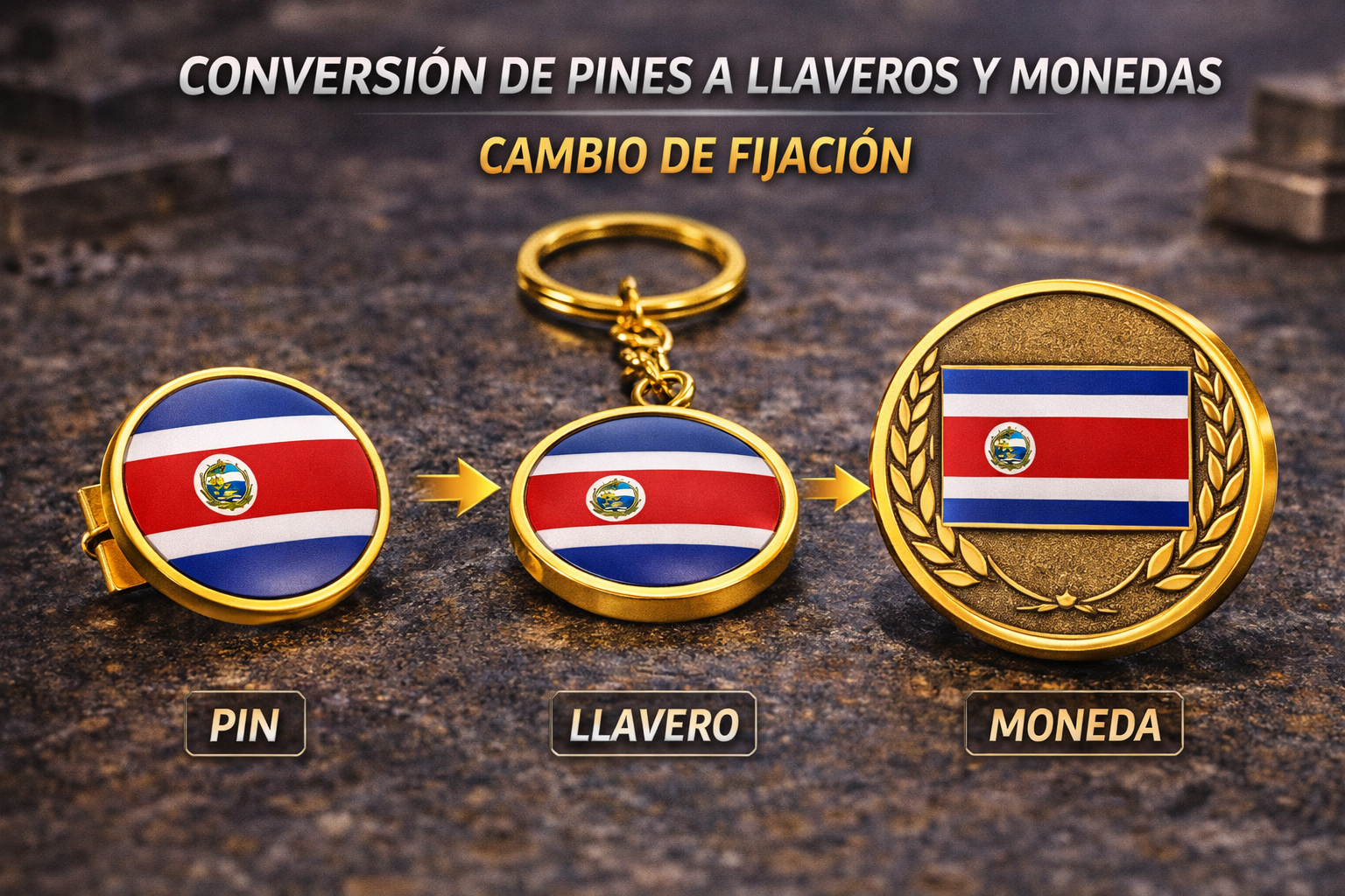 conversión de pines a llaveros y monedas cambio de fijación