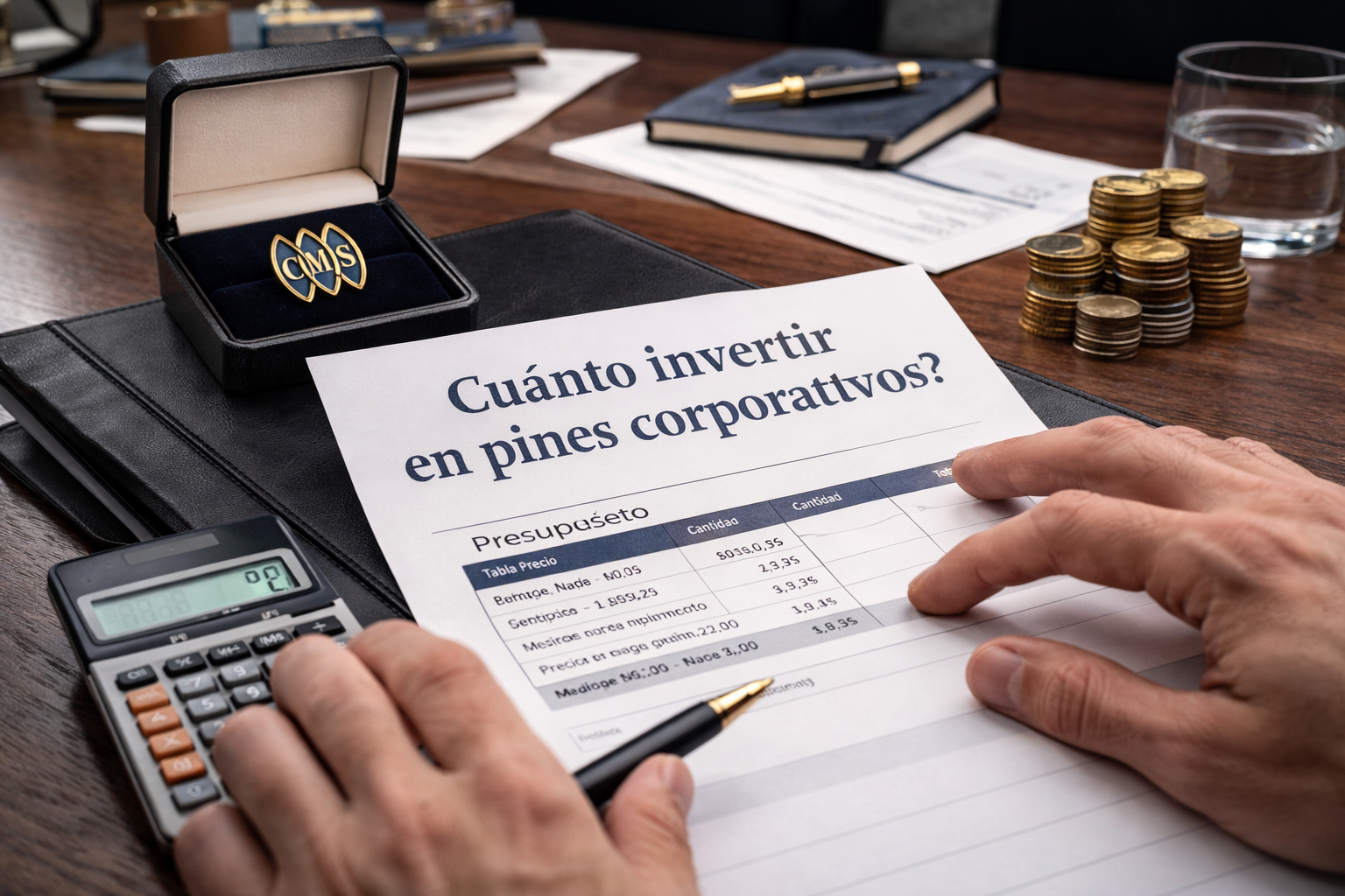 Cuánto invertir en pines corporativos en un presupuesto empresarial con documentos y pin premium