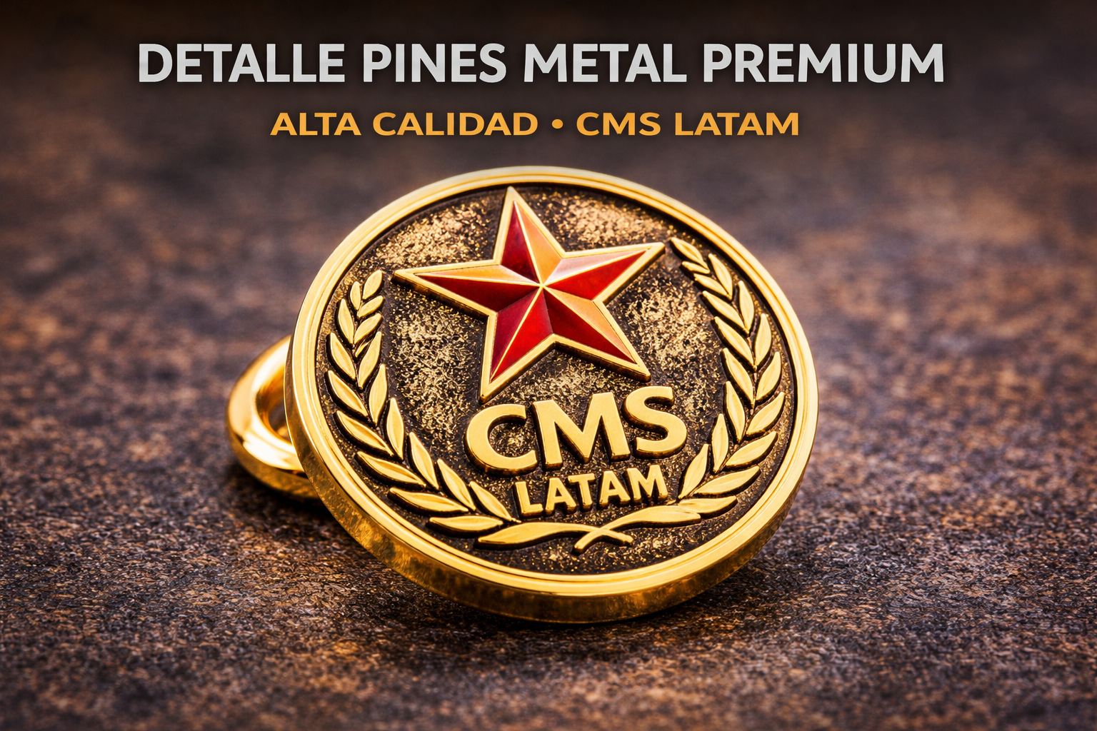 detalle pines metal premium alta calidad CMS Latam