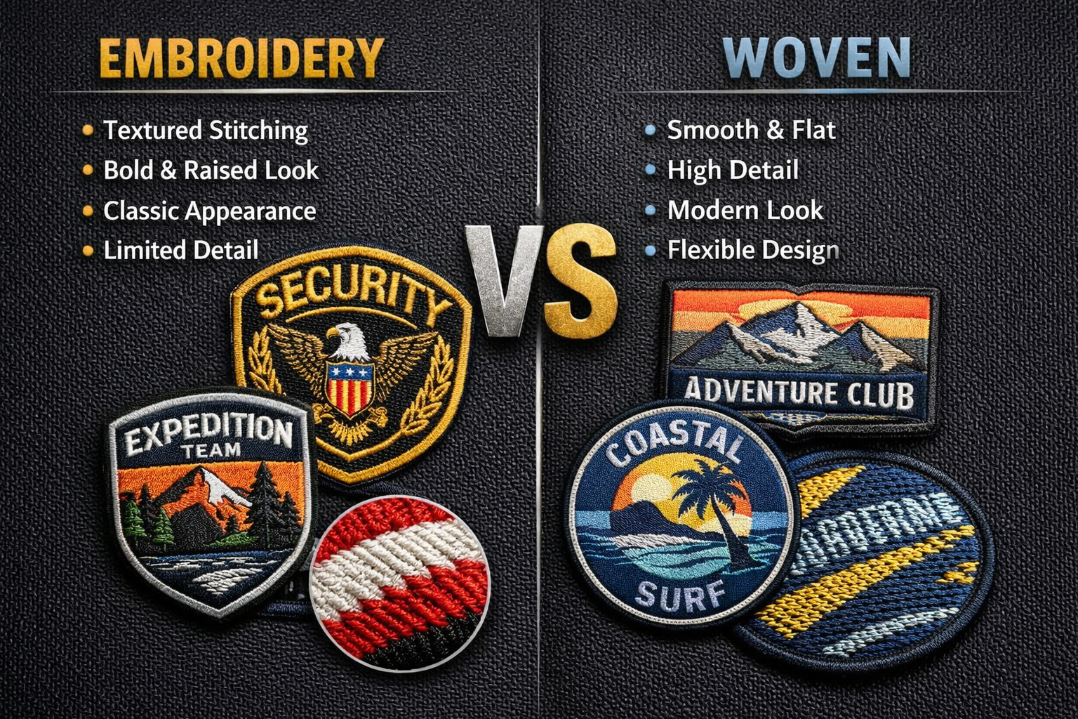 Parches Bordados vs Parches Tejidos: ¿Cuál es la Diferencia? | CMS Latam