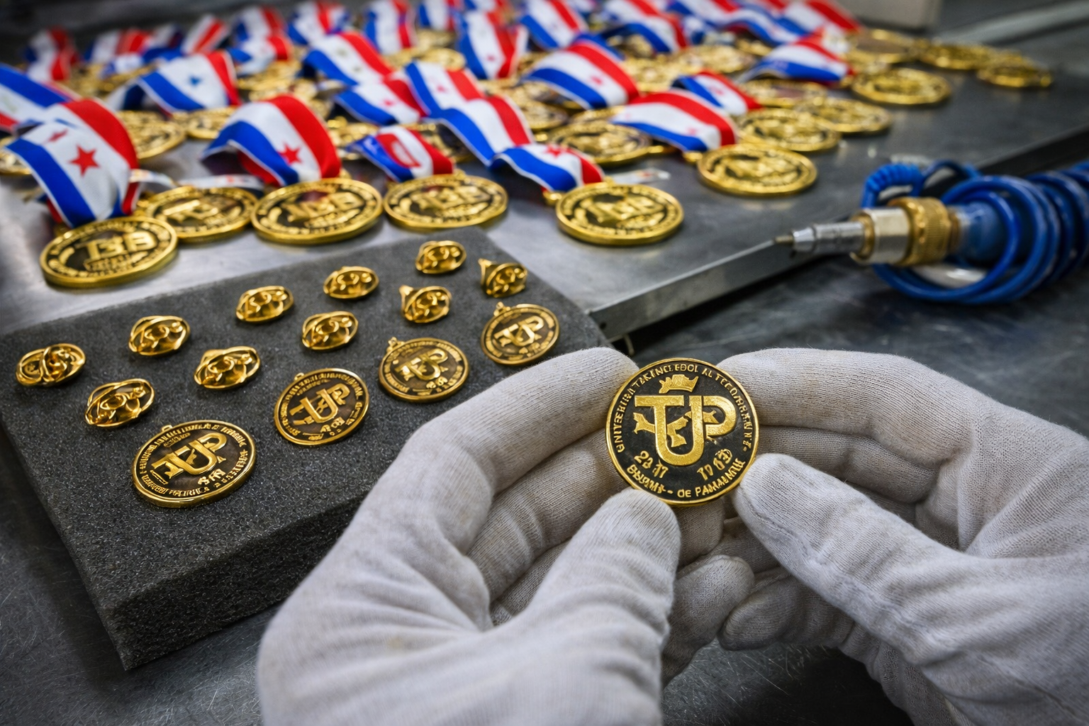 Proceso de fabricación de pines de graduación en Panamá y medallas metálicas