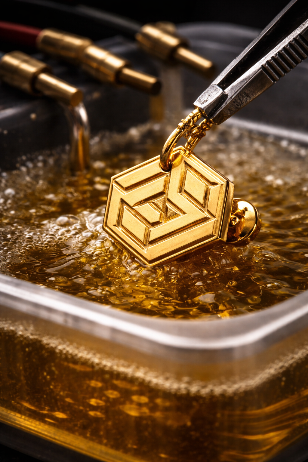 Pin corporativo chapado en oro mediante electroplating con acabado metálico brillante