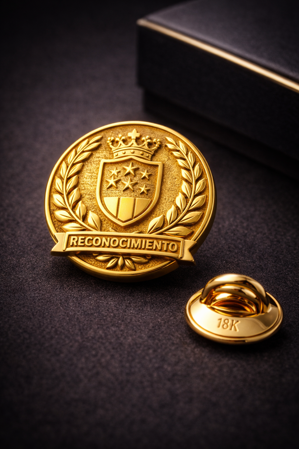 Insignia corporativa fabricada en oro sólido 18K para reconocimiento empresarial
