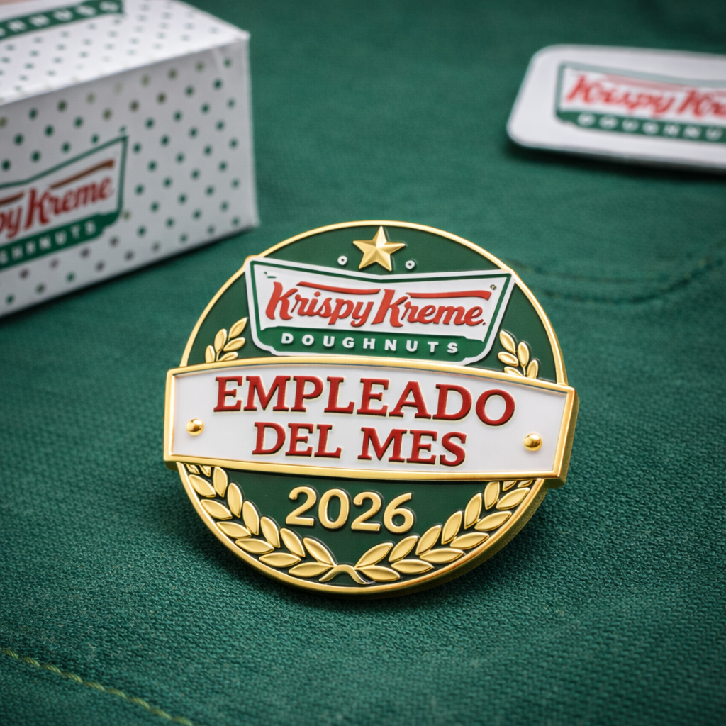 Pin metálico empleado del mes con logo corporativo