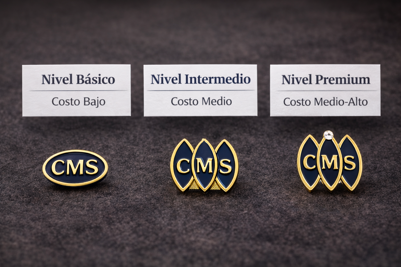 Pines corporativos con niveles de costo básico intermedio y premium