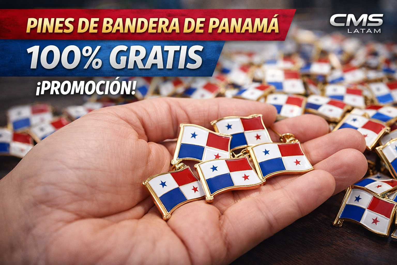 Promoción Pines Personalizados 100 Gratis | Oferta Especial CMS Latam