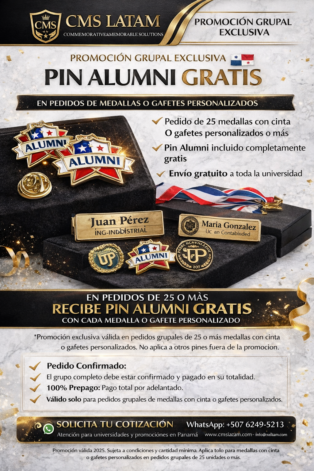 Promoción de pines de graduación en Panamá con pin alumni gratis