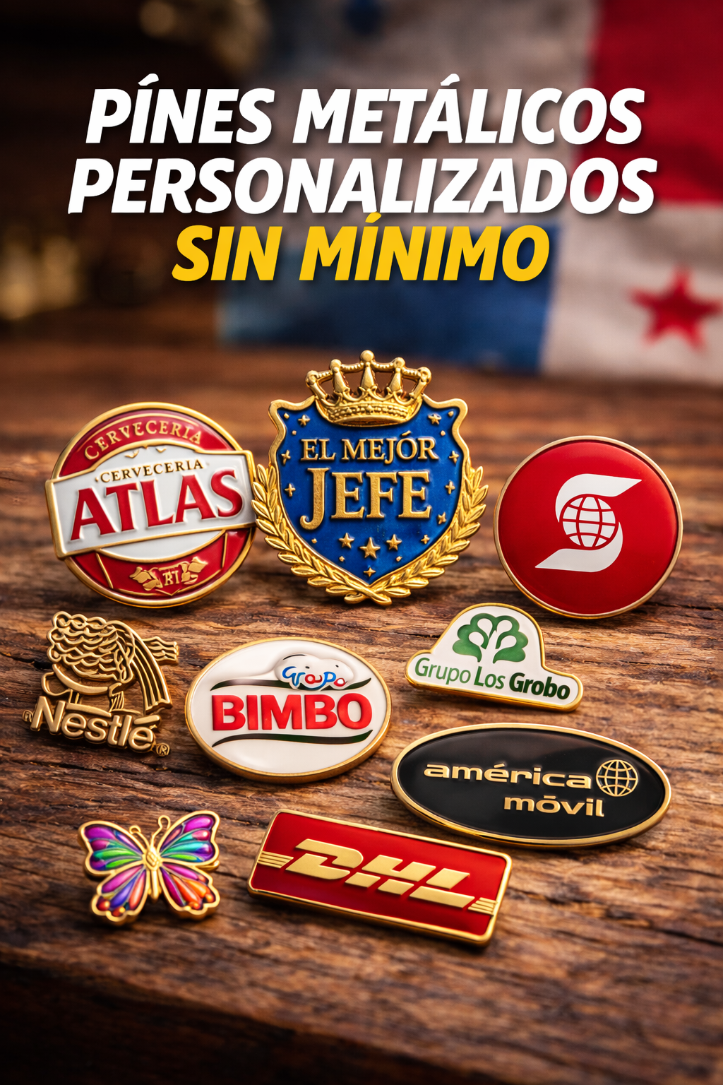 Pines metálicos personalizados sin mínimo en Panamá