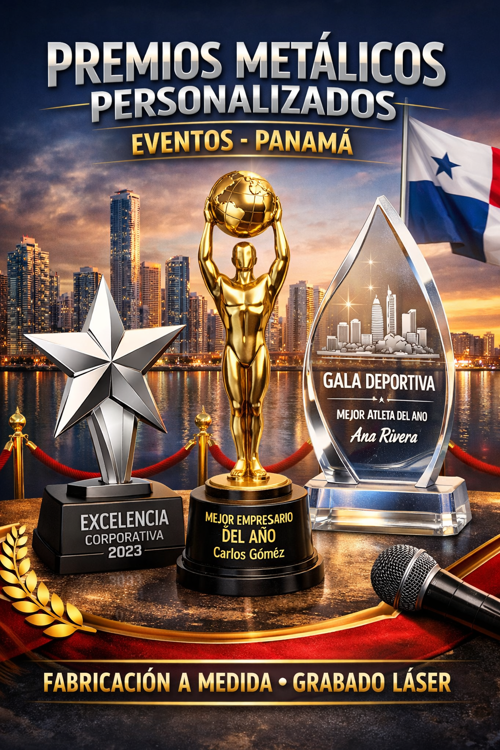 Premios metálicos personalizados para eventos en Panamá