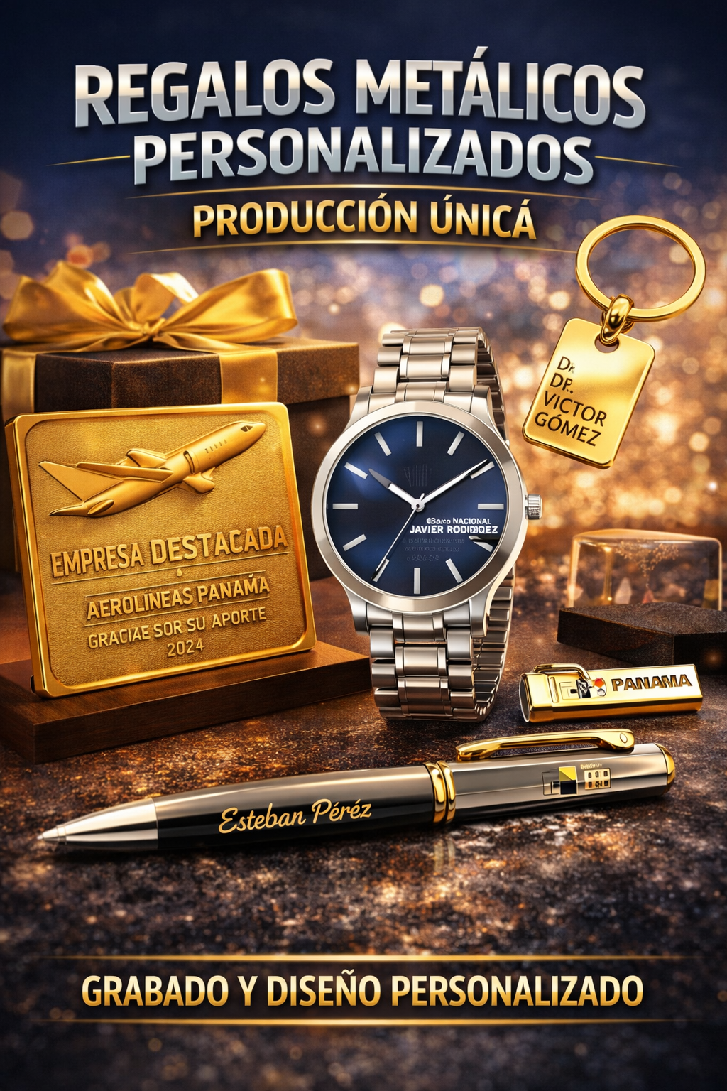 Regalos metálicos personalizados de producción única