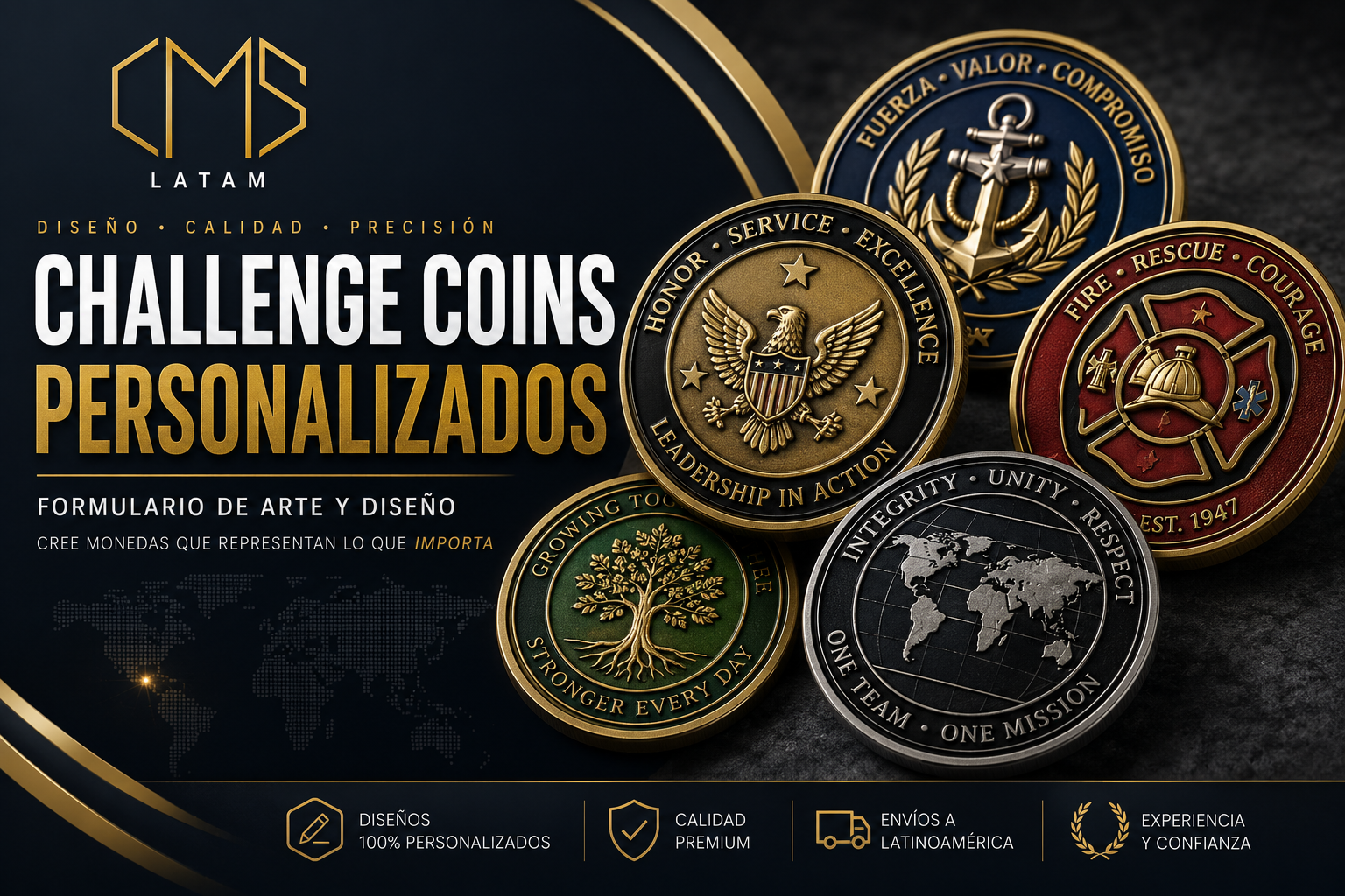 Challenge Coins Personalizados Panamá | Formulario de Arte y Diseño | CMS Latam
