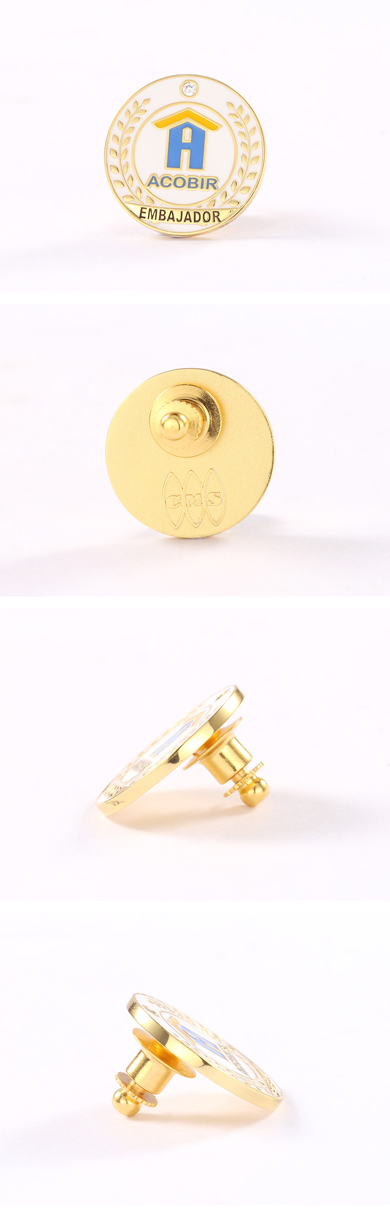 Pin personalizado premium en vista frontal
