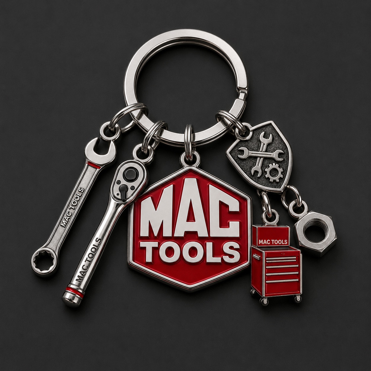 Llavero corporativo Mac Tools con charms personalizados