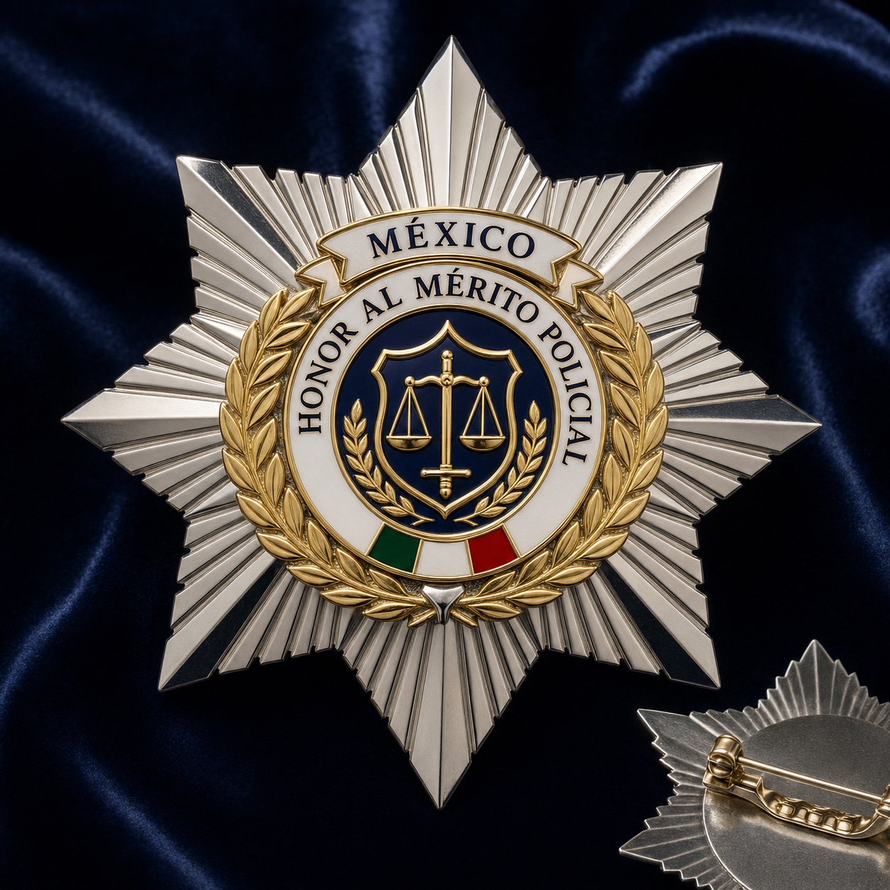 Estrella de mérito personalizada con diseño ceremonial y acabado metálico