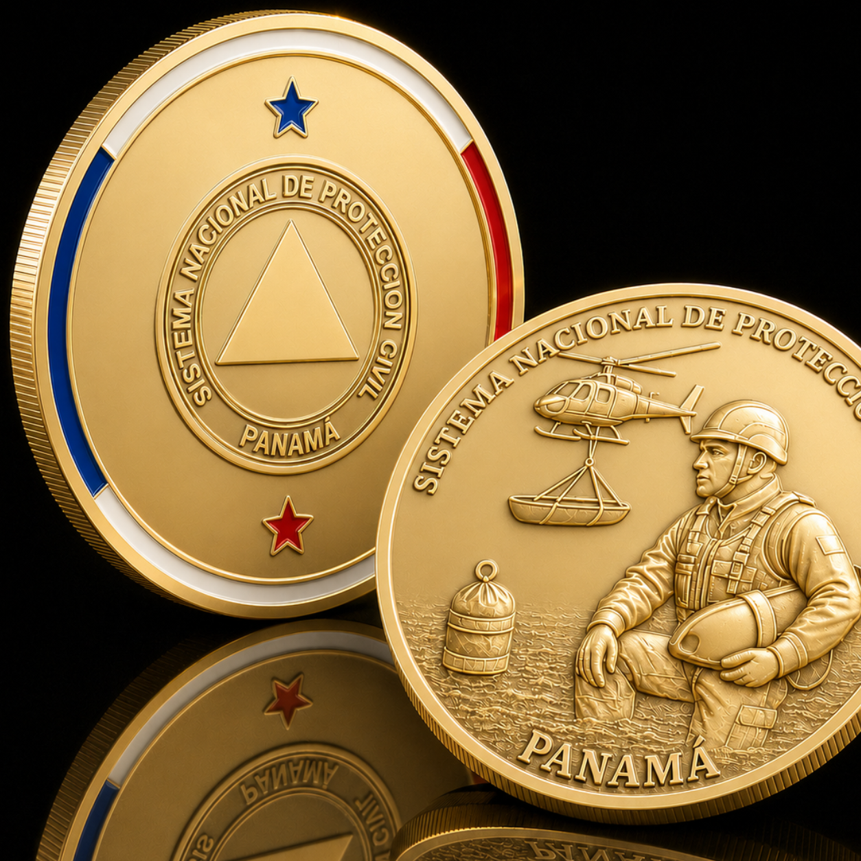 Challenge coin personalizada de SINAPROC fabricada por CMS Latam